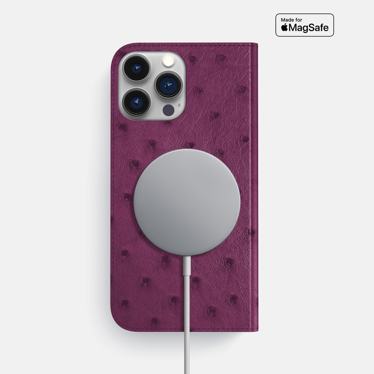 Purple iPhone 16 Pro Max Folio Case Ostrich -3 | Purple
