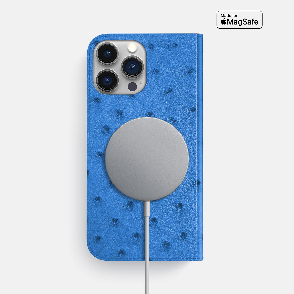 Royal-Blue iPhone 16 Pro Max Folio Case Ostrich -3 | Royal-Blue