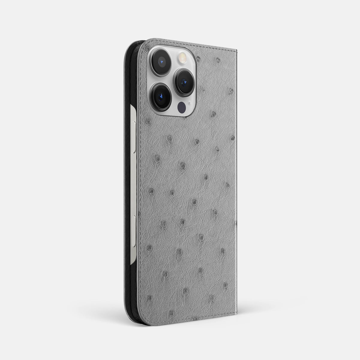 Silver iPhone 16 Pro Max Folio Case Ostrich -1 | Silver