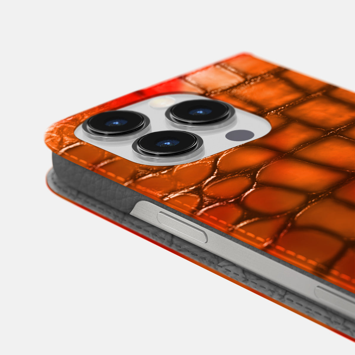Clay-Court iPhone 16 Pro Folio Case Patina Alligator -5 | Clay-Court