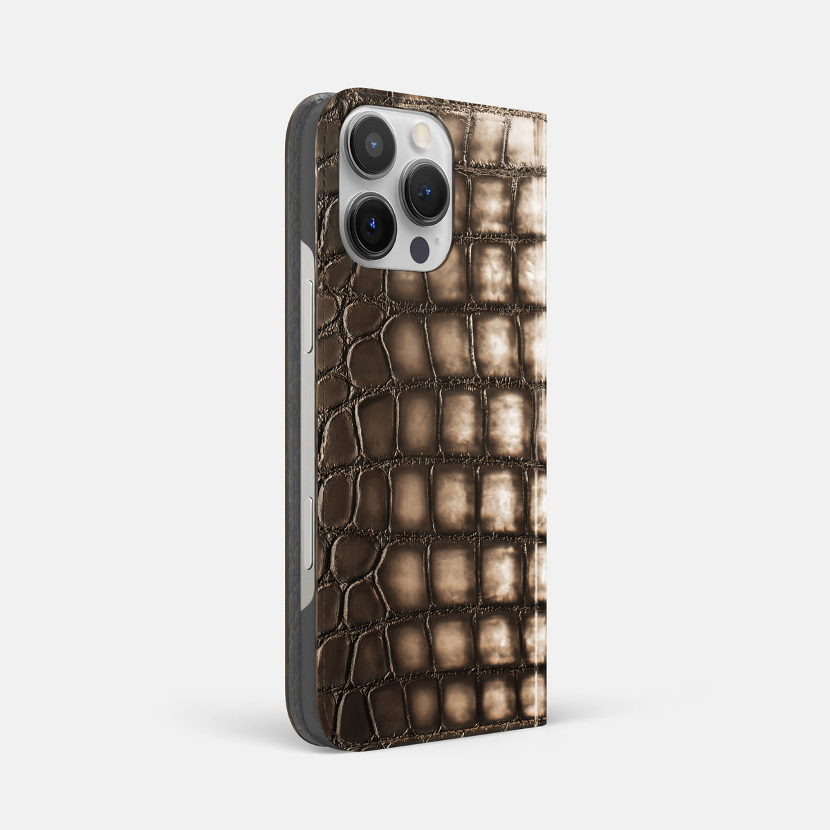 Etoupe iPhone 16 Pro Folio Case Patina Alligator -1 | Etoupe