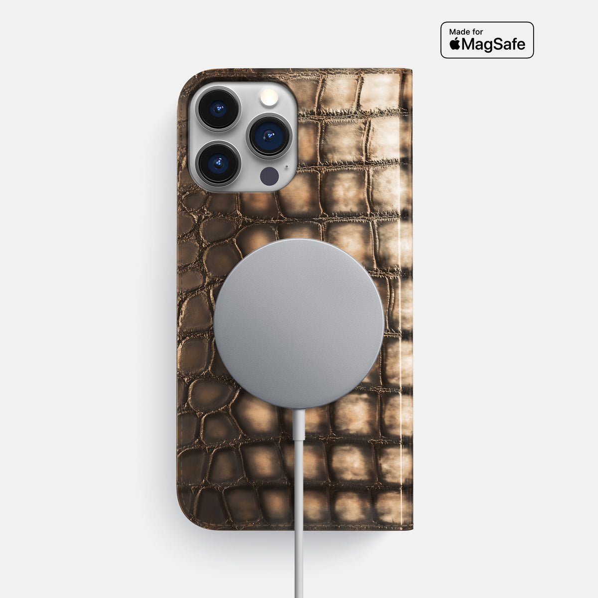 Etoupe iPhone 16 Pro Folio Case Patina Alligator -3 | Etoupe