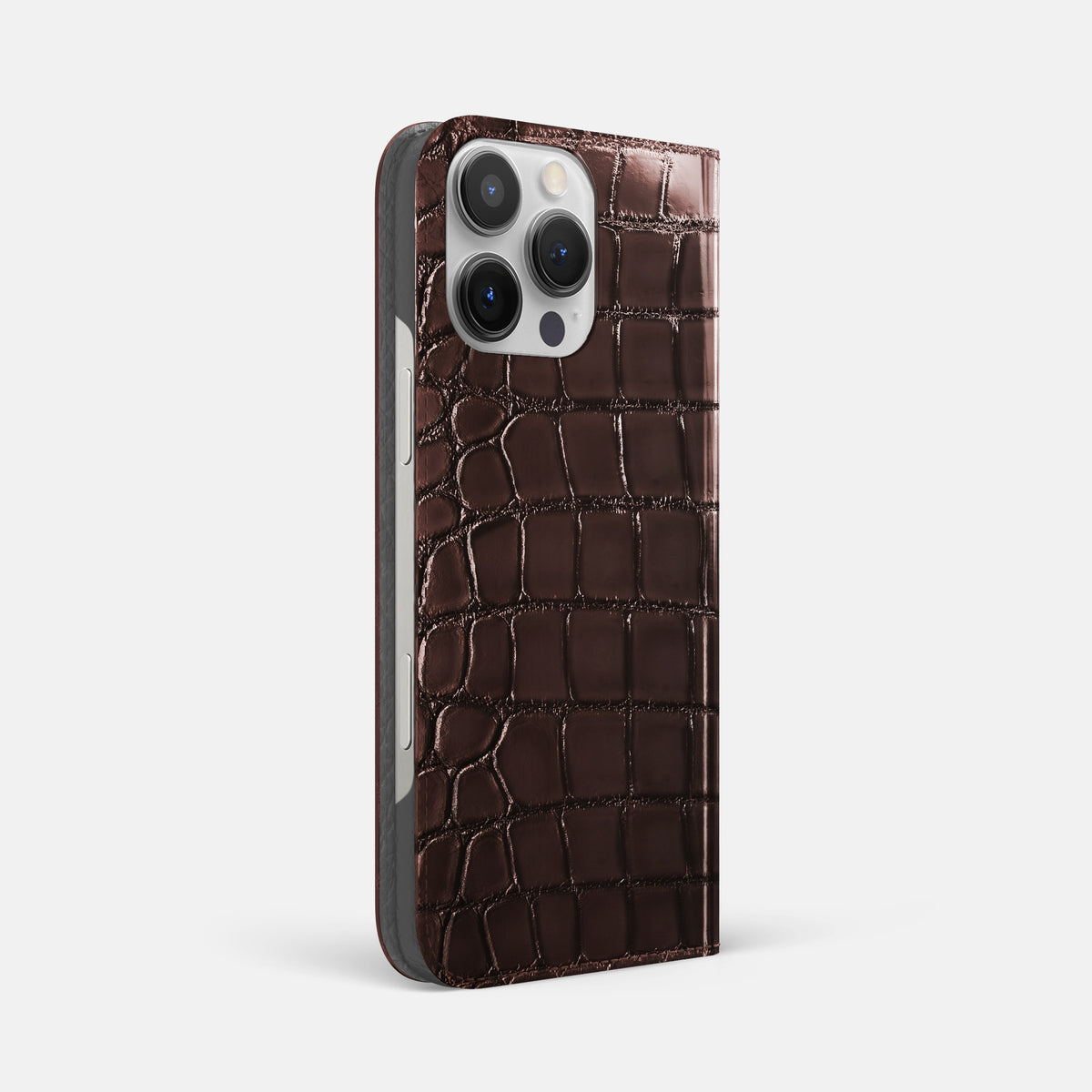 Grape-Wine iPhone 16 Pro Folio Case Patina Alligator -1 | Grape-Wine