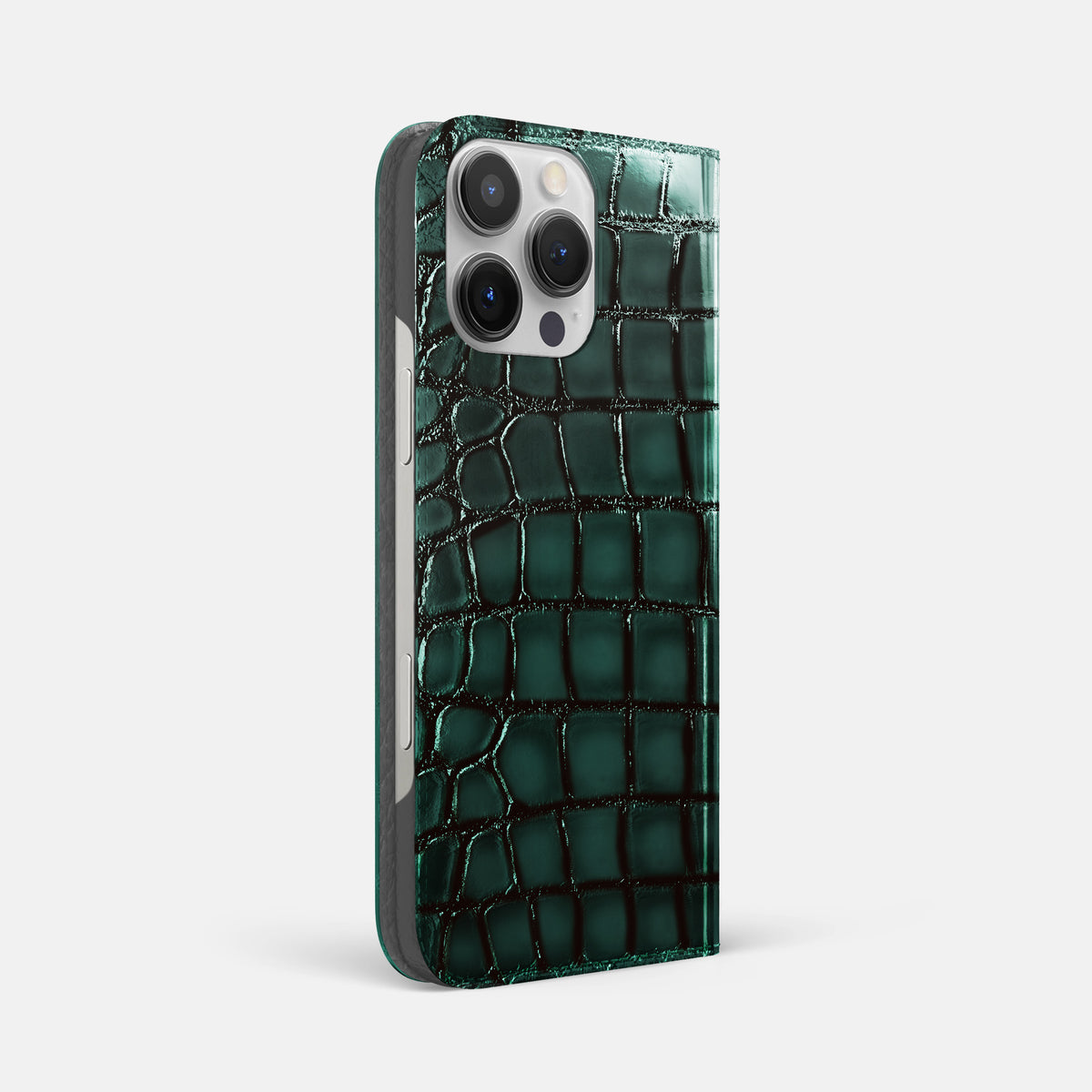 Green iPhone 16 Pro Folio Case Patina Alligator -1 | Green