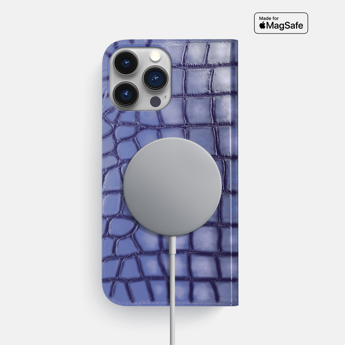 Lilac iPhone 16 Pro Folio Case Patina Alligator -3 | Lilac