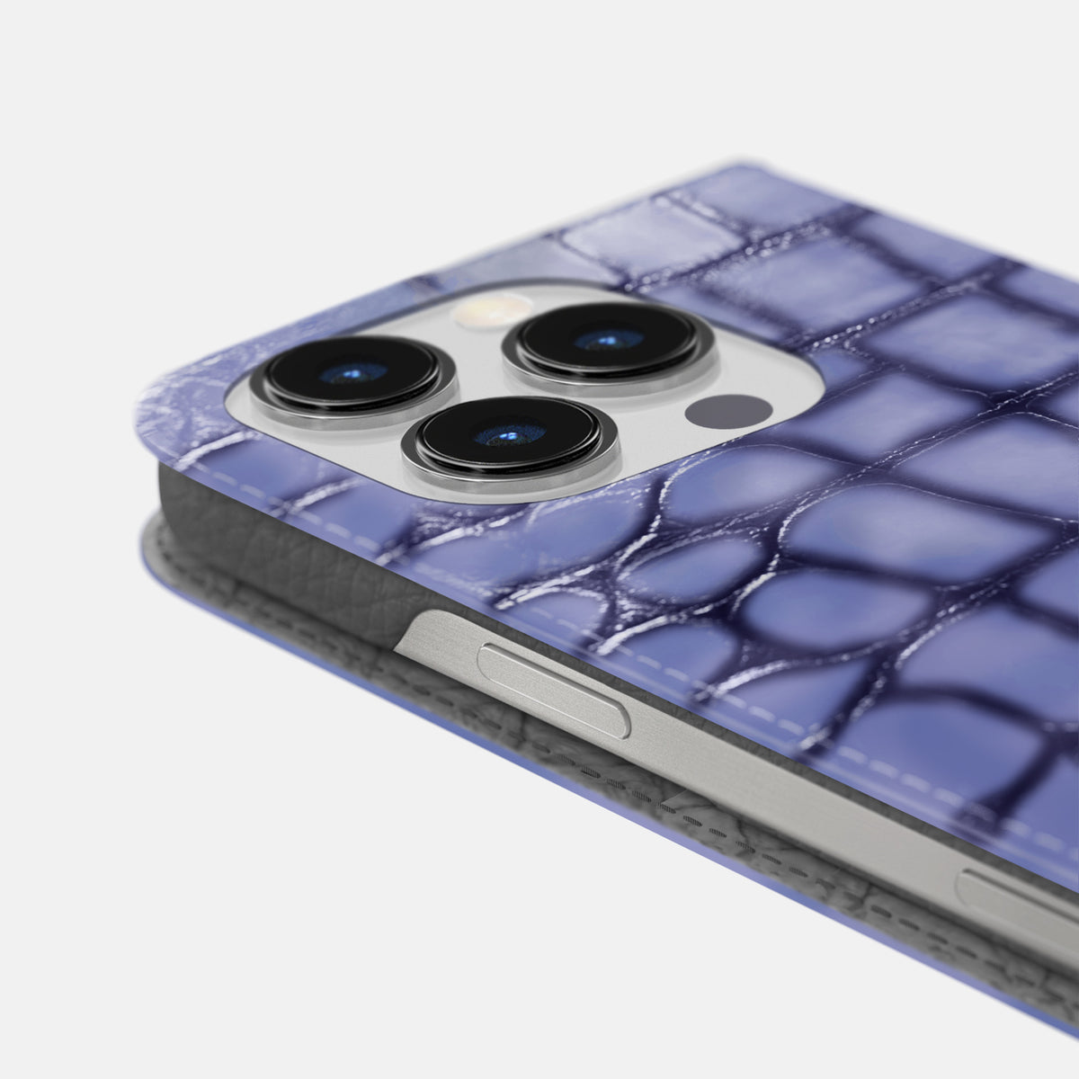 Lilac iPhone 16 Pro Folio Case Patina Alligator -5 | Lilac