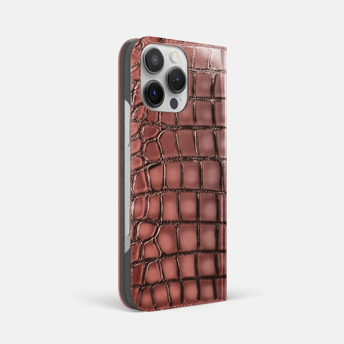 Wine-Sediment iPhone 16 Pro Folio Case Patina Alligator -1 | Wine-Sediment