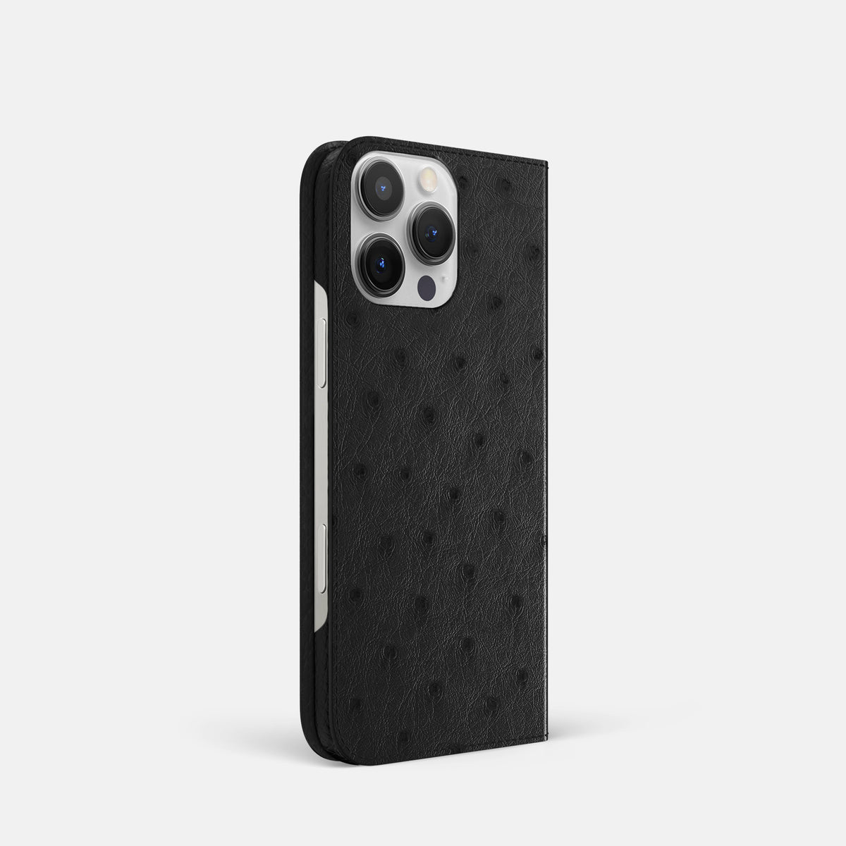 Black iPhone 16 Pro Folio Case Ostrich -1 | Black