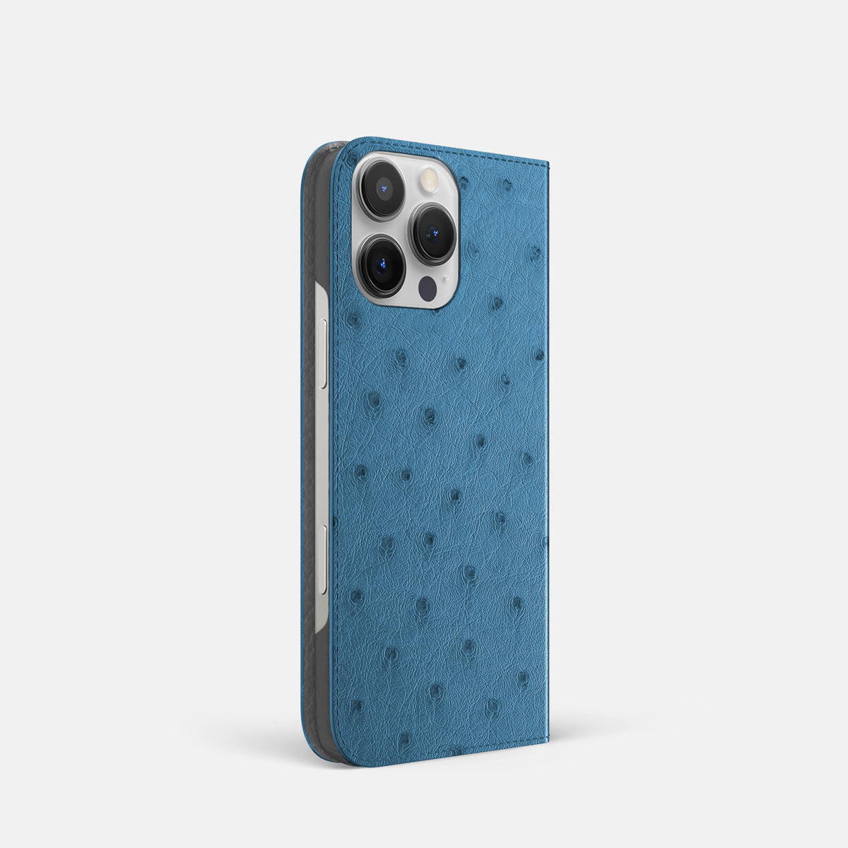 Blue Jeans iPhone 16 Pro Folio Case Ostrich -1 | Blue-Jeans