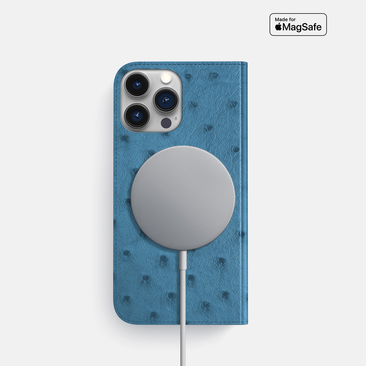 Blue Jeans iPhone 16 Pro Folio Case Ostrich -3 | Blue-Jeans