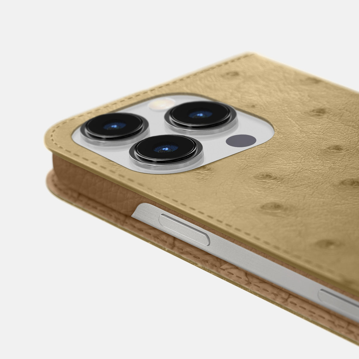 Desert-Sand iPhone 16 Pro Folio Case Ostrich -5 | Desert-Sand