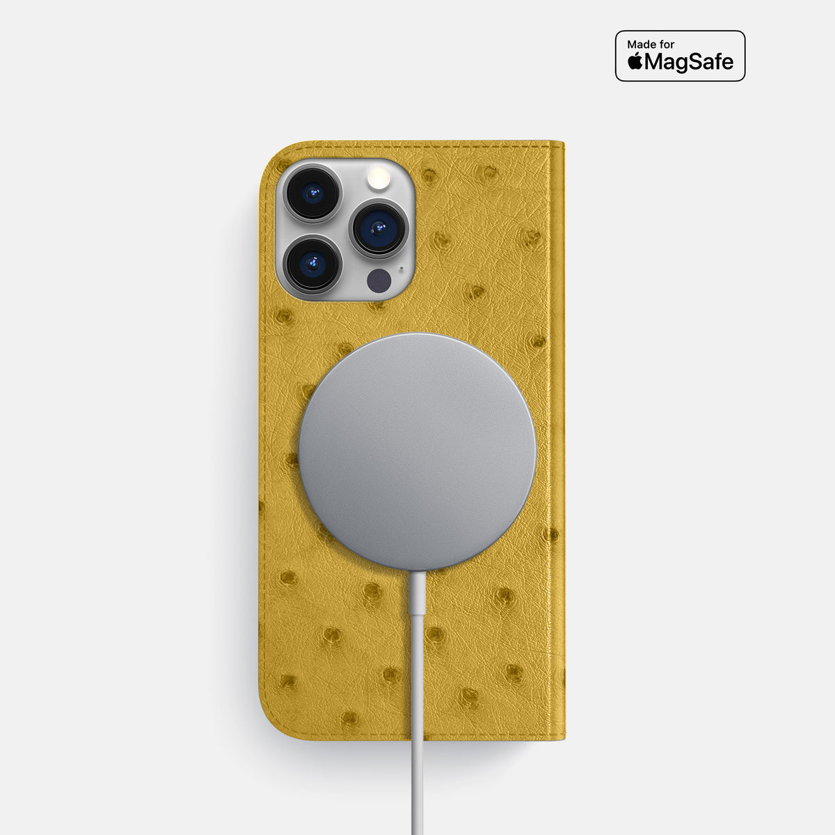 Gold iPhone 16 Pro Folio Case Ostrich -3 | Gold