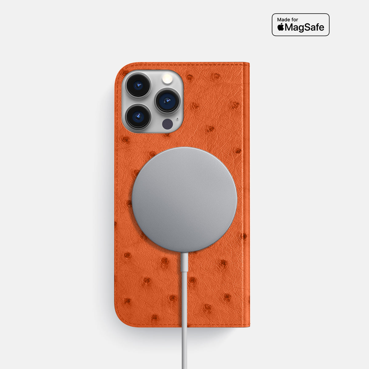 Orange iPhone 16 Pro Folio Case Ostrich -3 | Orange