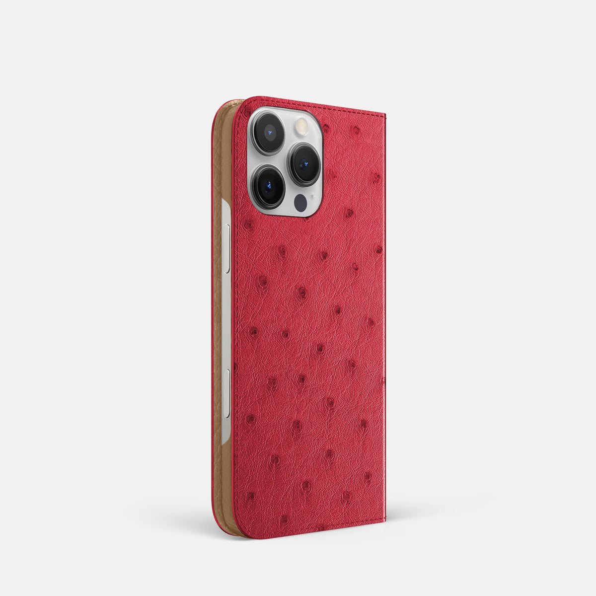 Red iPhone 16 Pro Folio Case Ostrich -1 | Red