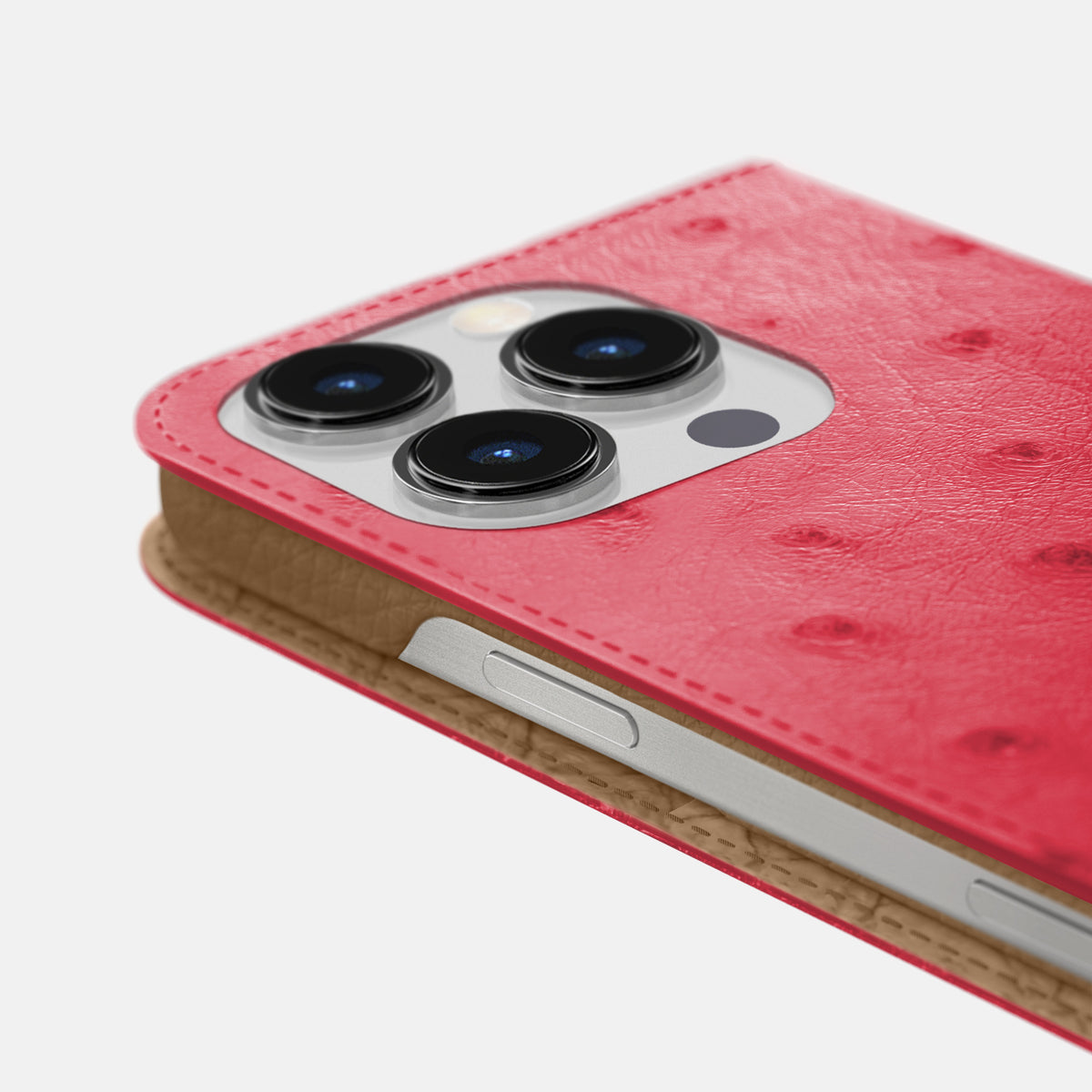 Red iPhone 16 Pro Folio Case Ostrich -5 | Red