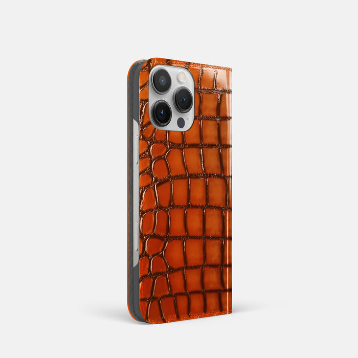Clay-Court iPhone 16 Pro Folio Case Patina Alligator -1 | Clay-Court