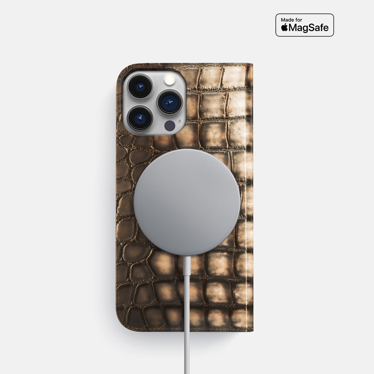 Etoupe iPhone 16 Pro Folio Case Patina Alligator -3 | Etoupe