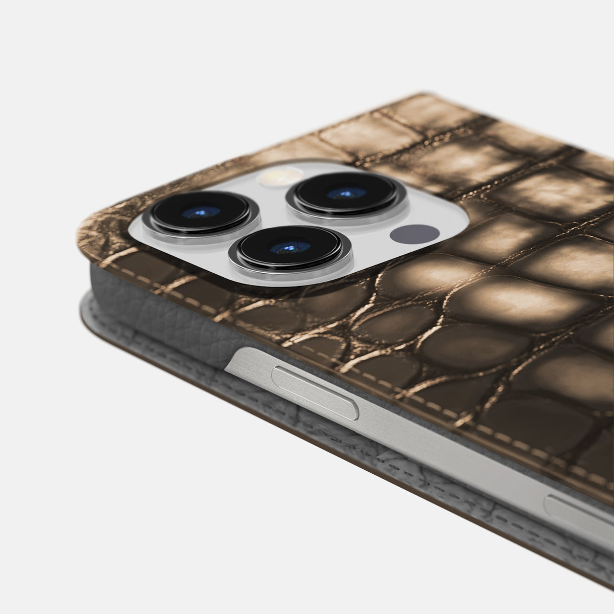 Etoupe iPhone 16 Pro Folio Case Patina Alligator -5 | Etoupe
