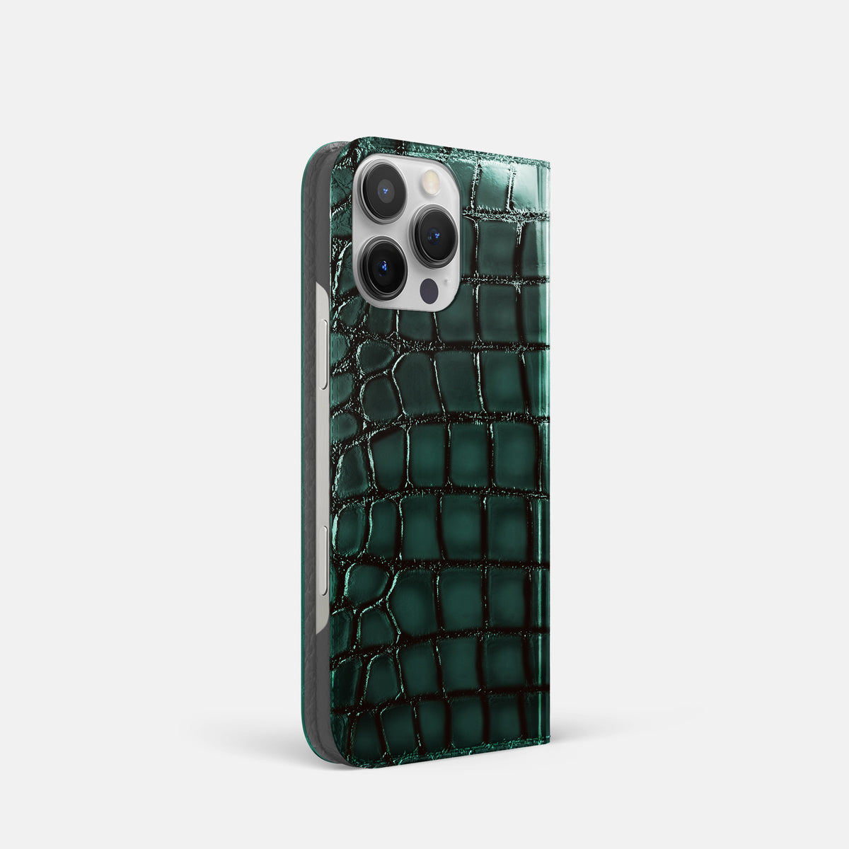 Green iPhone 16 Pro Folio Case Patina Alligator -1 | Green