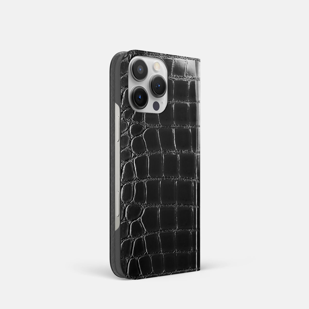 Havana-Black iPhone 16 Pro Folio Case Patina Alligator -1 | Havana-Black
