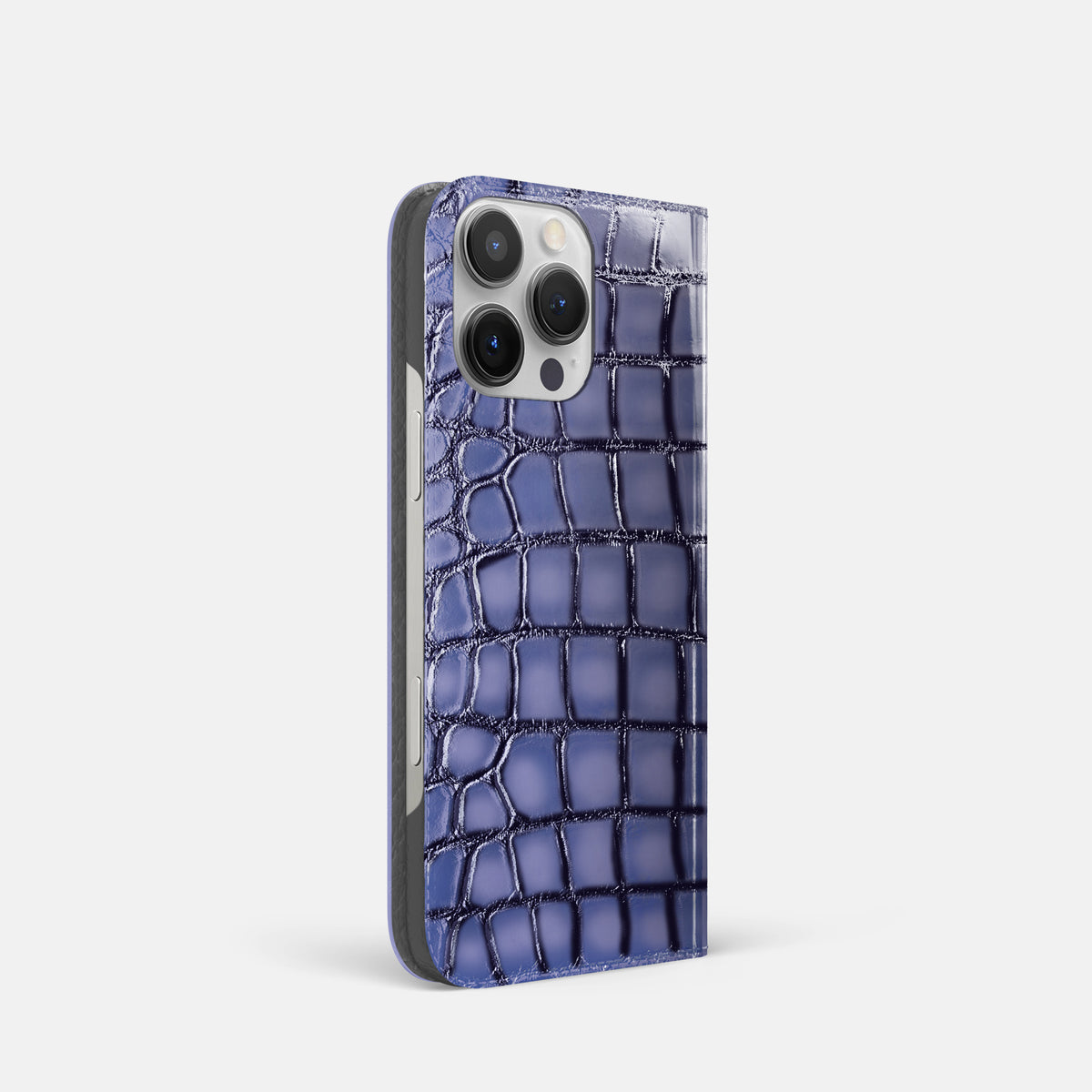 Lilac iPhone 16 Pro Folio Case Patina Alligator -1 | Lilac