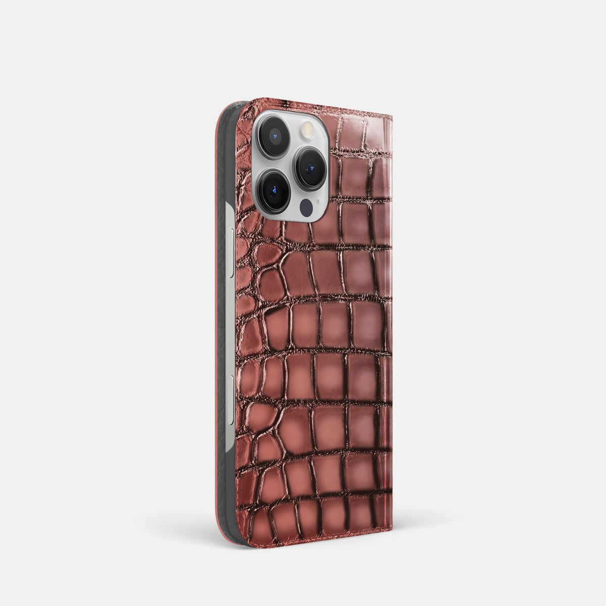 Wine-Sediment iPhone 16 Pro Folio Case Patina Alligator -1 | Wine-Sediment