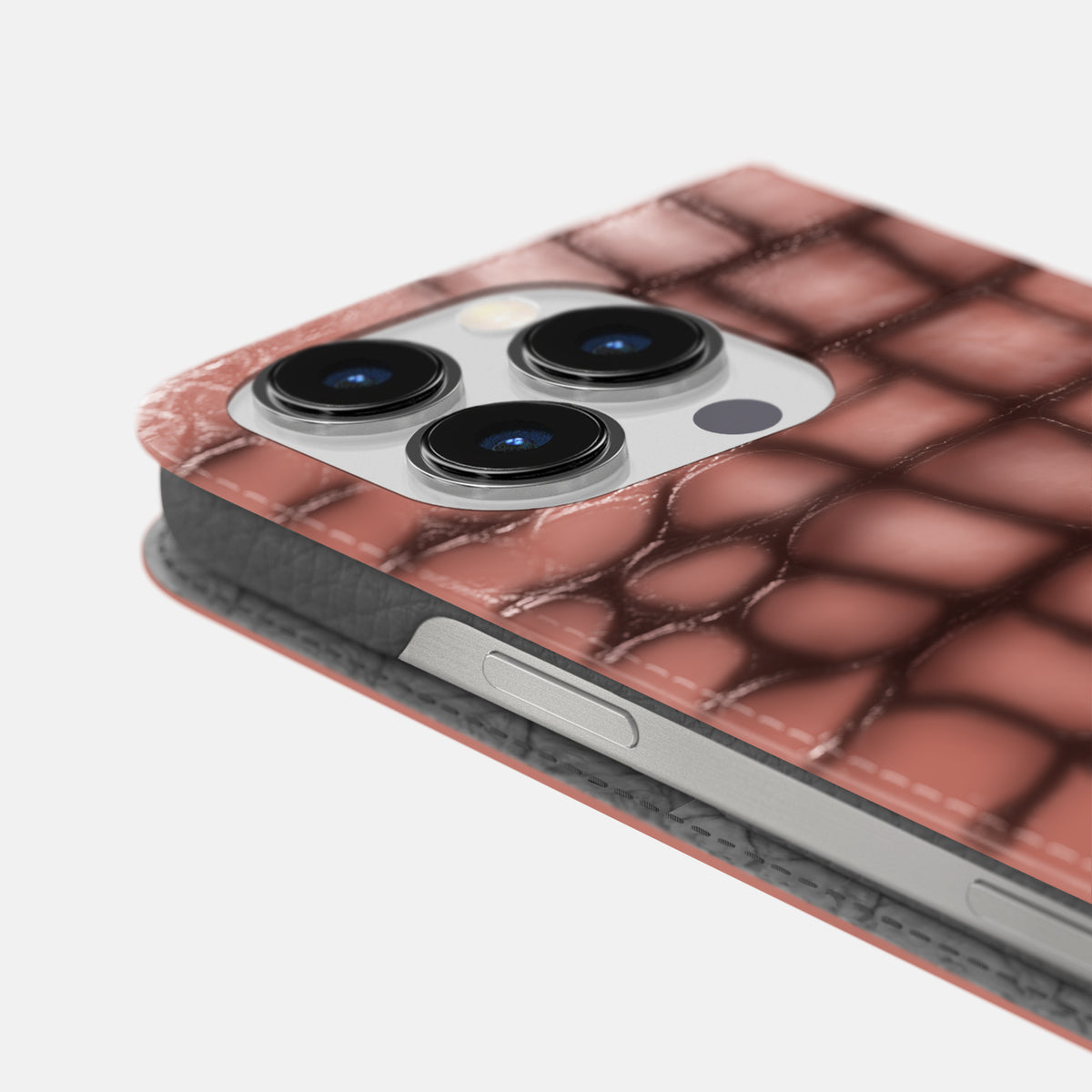 Wine-Sediment iPhone 16 Pro Folio Case Patina Alligator -5 | Wine-Sediment