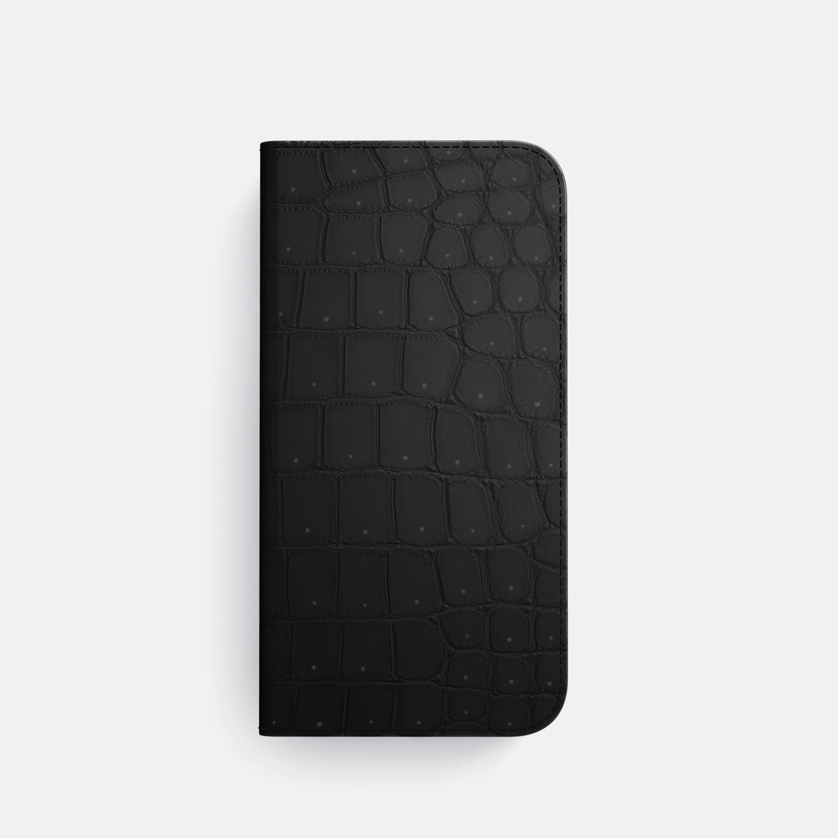 Black iPhone 16 Pro Folio Case Porosus Crocodile -4 | Black