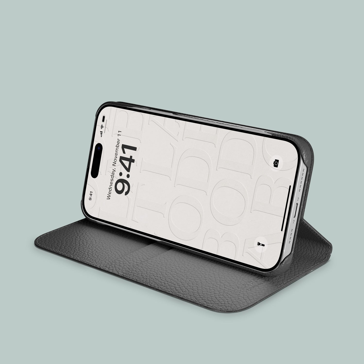 Icy iPhone 16 Pro Folio Stand Case 1/1 Alligator with Black Metal -2 | Icy-Black