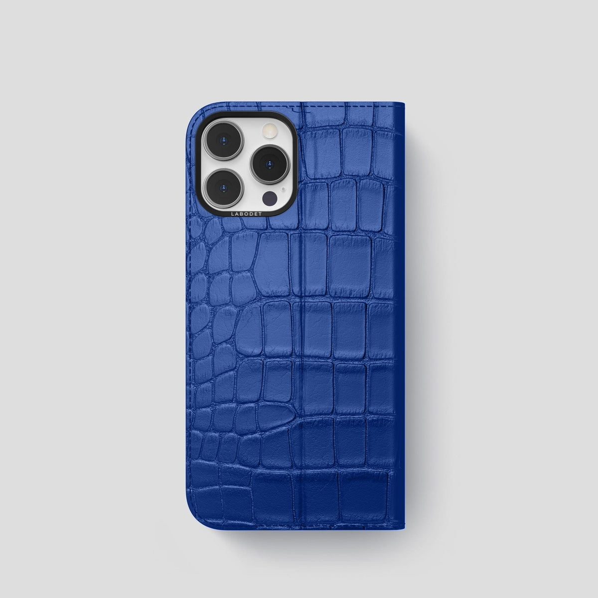 Royal Blue iPhone 15 Pro Folio Stand Alligator with Black Metal -5 | Royal-Blue-Black