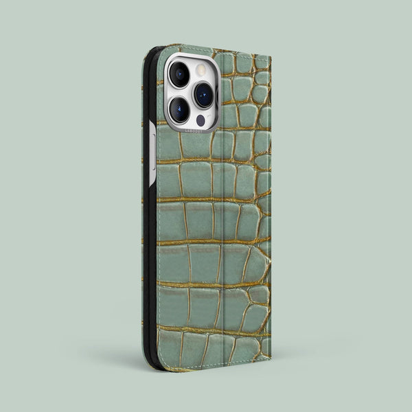 Folio Stand Case Bayou Green For iPhone 15 Pro Max In Alligator