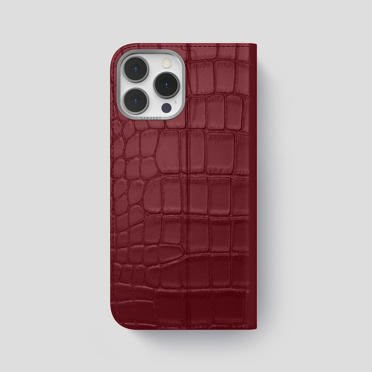 Burgundy iPhone 15 Pro Max Folio Stand Alligator with Steel Metal -5 | Burgundy-Steel
