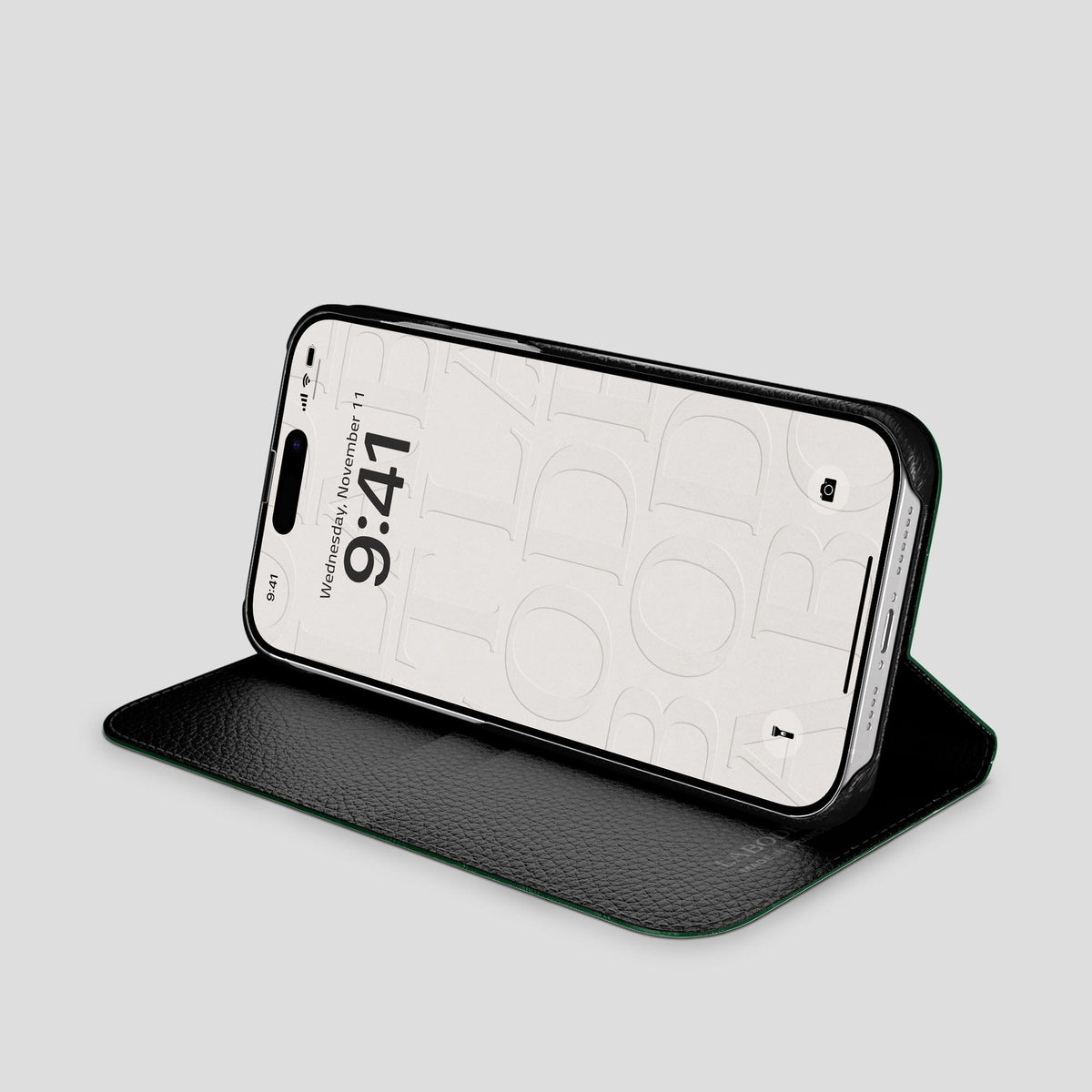 Forest-Green iPhone 15 Pro Max Folio Stand Alligator with Steel Metal -4 | Forest-Green-Steel