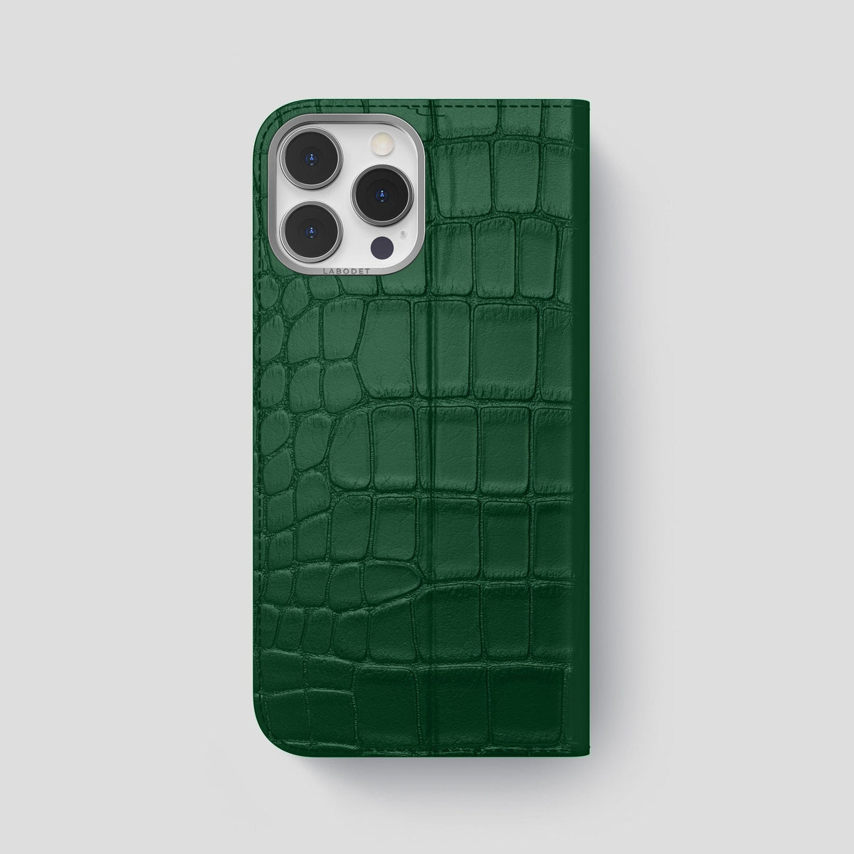 Forest-Green iPhone 15 Pro Max Folio Stand Alligator with Steel Metal -5 | Forest-Green-Steel