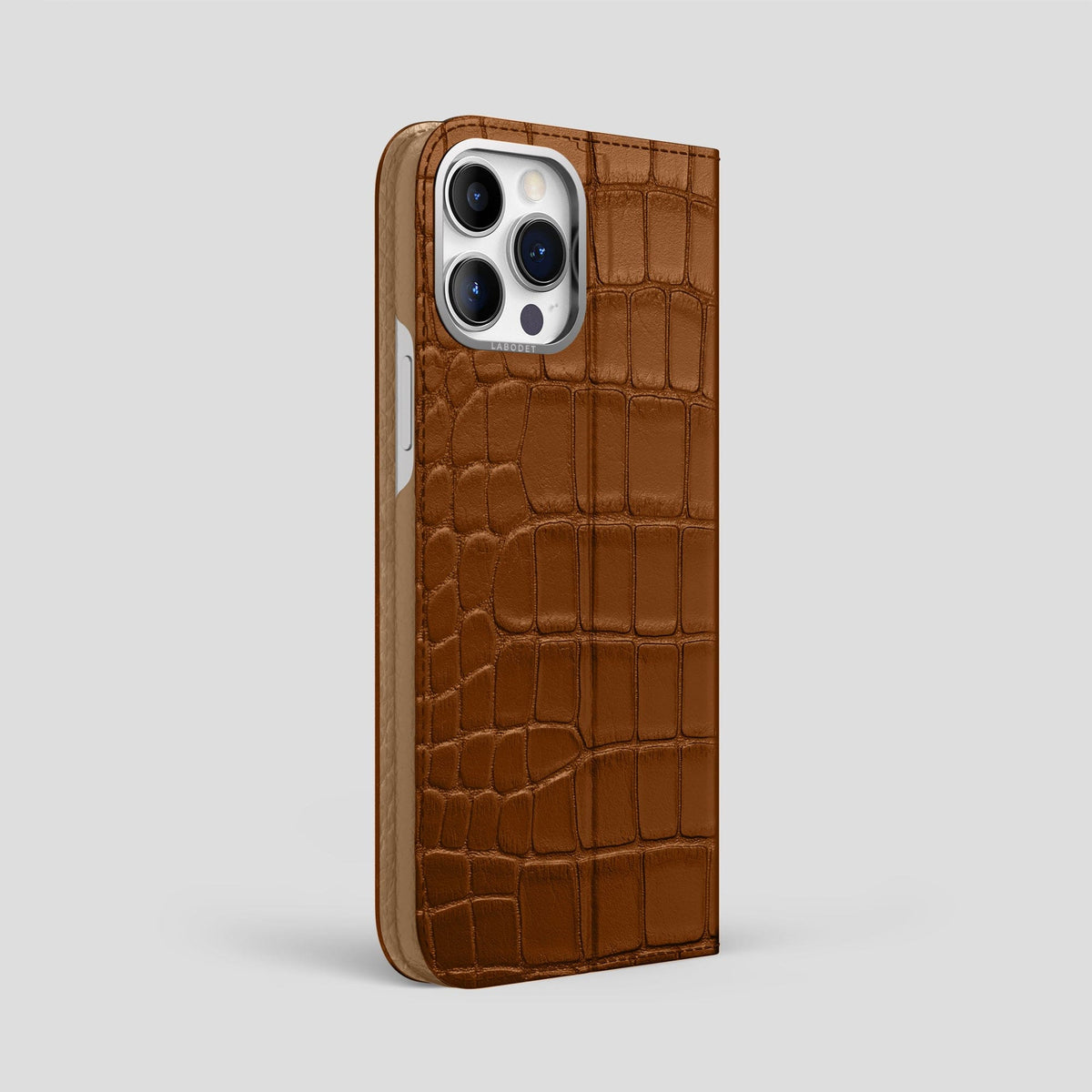 Honey iPhone 15 Pro Max Folio Stand Alligator with Steel Metal -1 | Honey-Steel