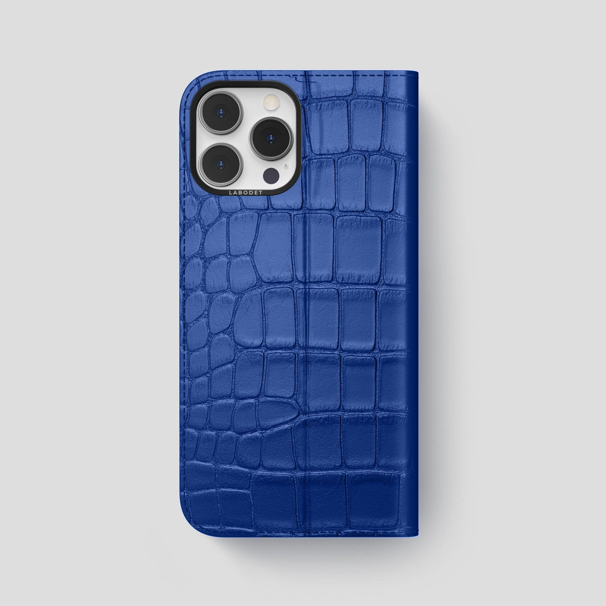 Royal Blue iPhone 15 Pro Max Folio Stand Alligator with Black Metal -5 | Royal-Blue-Black