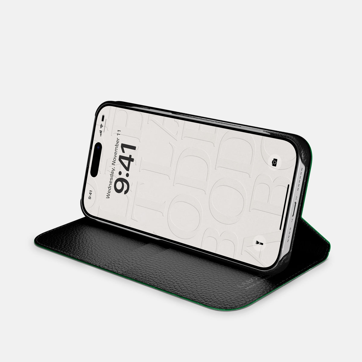 Forest-Green iPhone 16 Pro Folio Case In Alligator with Steel Metal -4 | Forest-Green-Steel