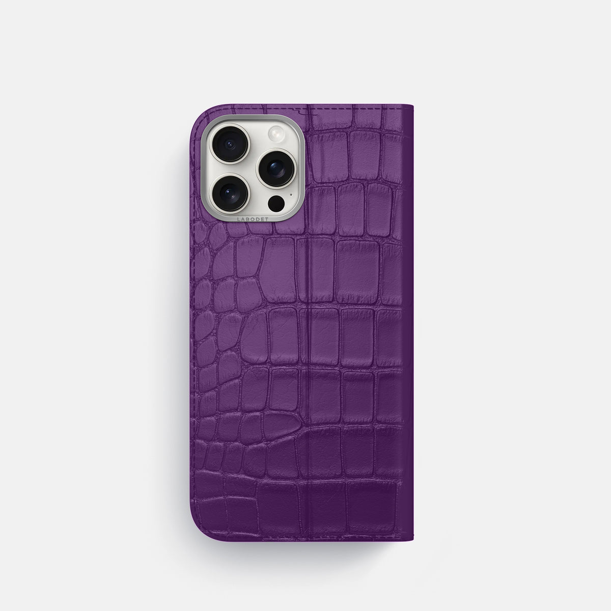 Purple iPhone 16 Pro Folio Case Alligator with Steel Metal -5 | Purple-Steel