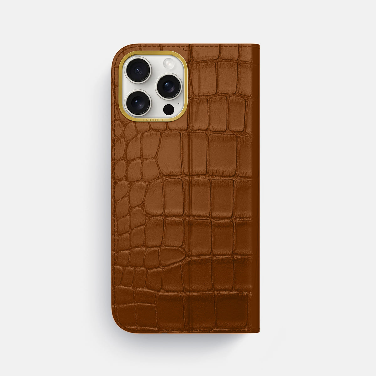 Honey iPhone 16 Pro Max Folio Case In Alligator with Gold Metal -5 | Honey-Gold