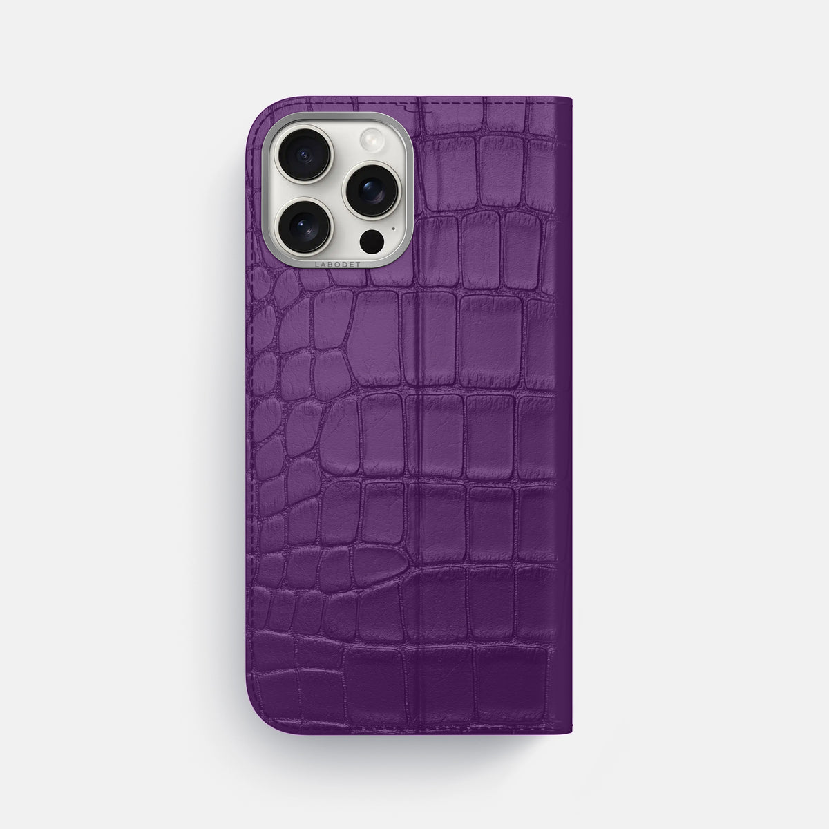 Purple iPhone 16 Pro Max Folio Case Alligator with Steel Metal -5 | Purple-Steel