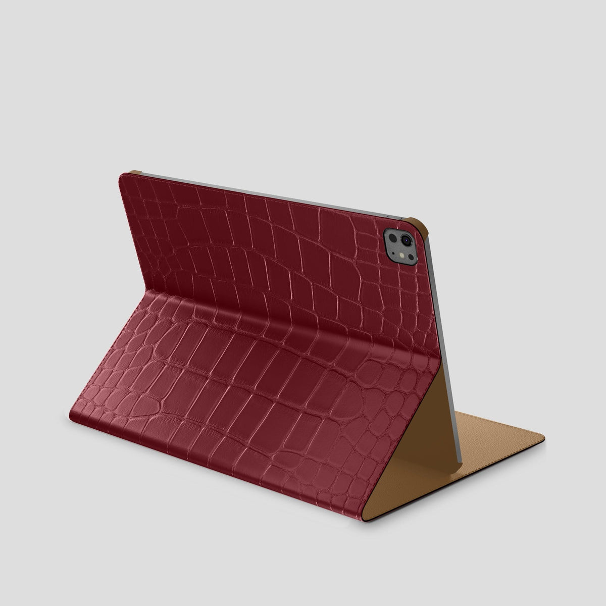 Burgundy Folio Stand Case For iPad Pro 11-inch (5th gen) Alligator -1 | Burgundy