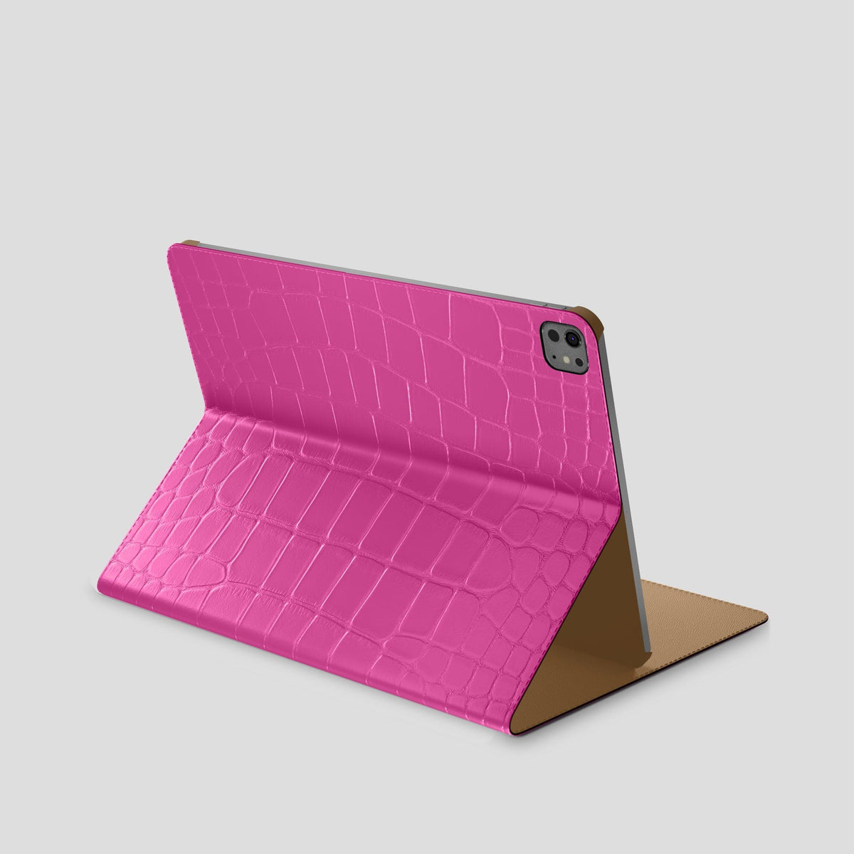 Fuchsia Folio Stand Case For iPad Pro 11-inch (5th gen) Alligator -1 | Fuchsia
