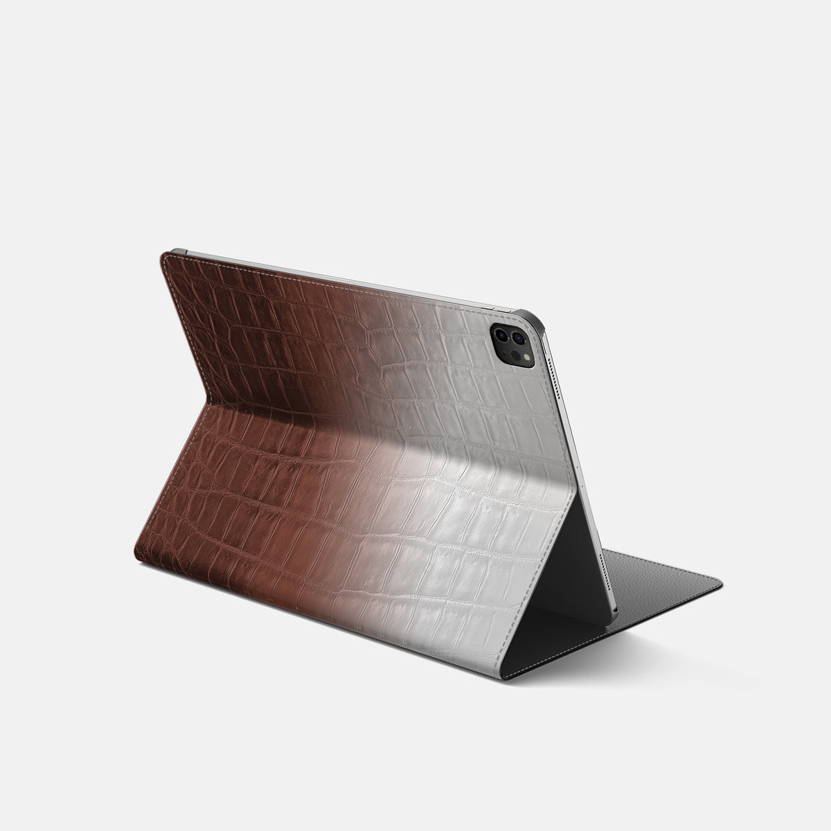 Dark Brown Folio Stand For iPad Pro 11-inch (5th gen) In Himalayan Crocodile -1 | Dark-Brown