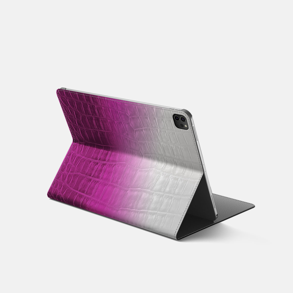 Fuchsia Folio Stand For iPad Pro 11-inch (5th gen) In Himalayan Crocodile -1 | Fuchsia