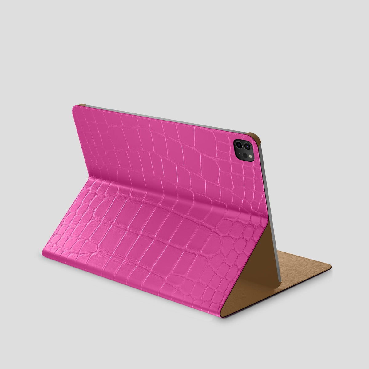 Fuchsia Folio Stand Case For iPad Pro 12.9-inch (5th gen) Alligator -1 | Fuchsia