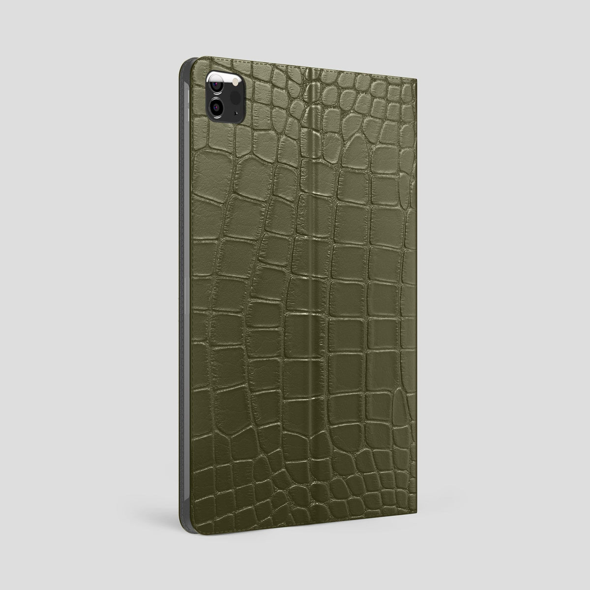 Kaki-Green Folio Stand Case For iPad Pro 12.9-inch (5th gen) Alligator -2 | Kaki-Green