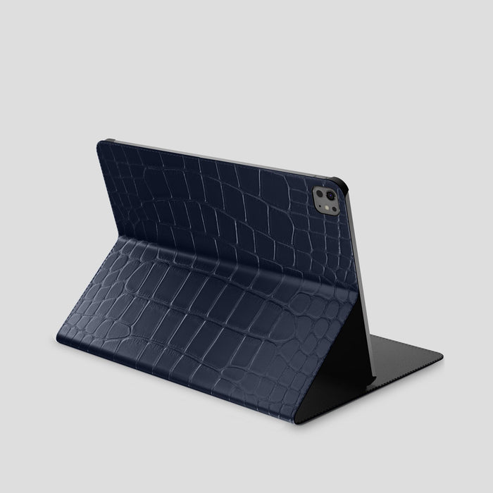 Navy Blue Folio Stand Case For iPad Pro 13-inch (7th gen) Alligator -1 | Navy-Blue
