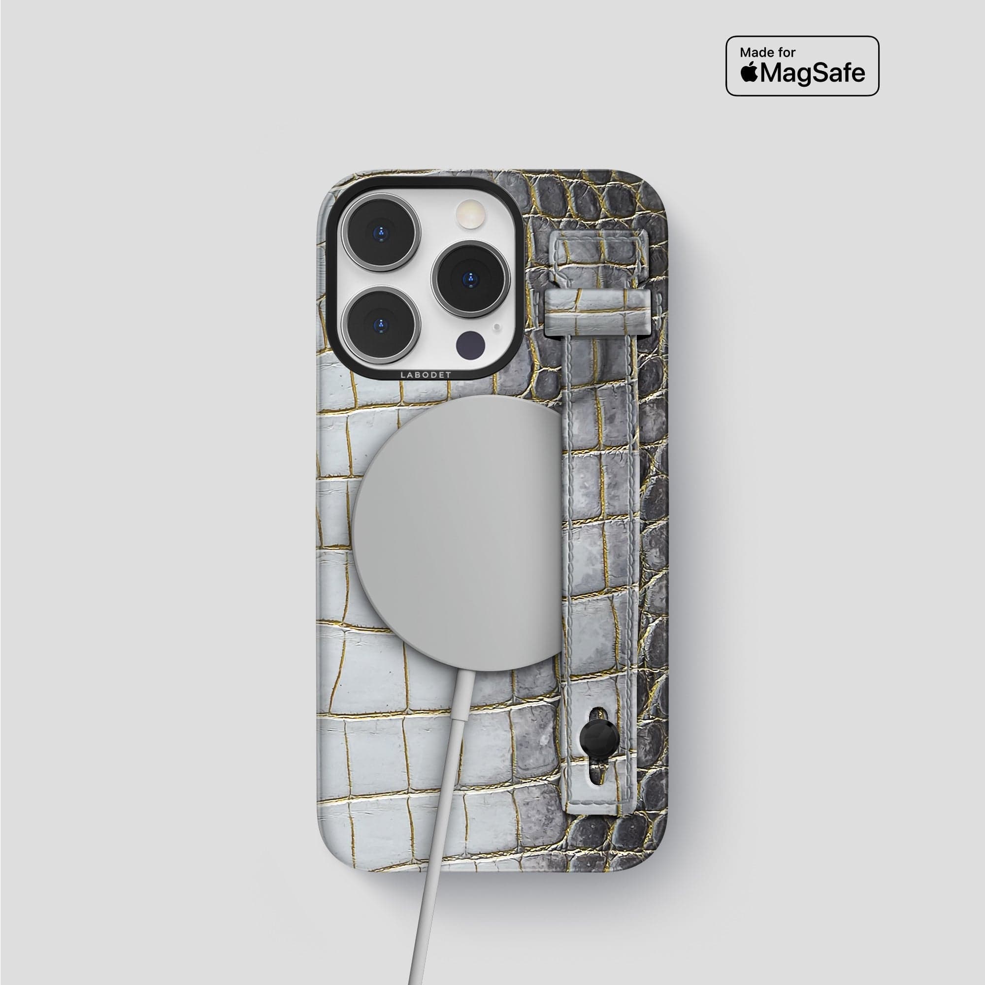 Hand Strap Case For iPhone 15 Pro In Himalayan Crocodile · Labodet