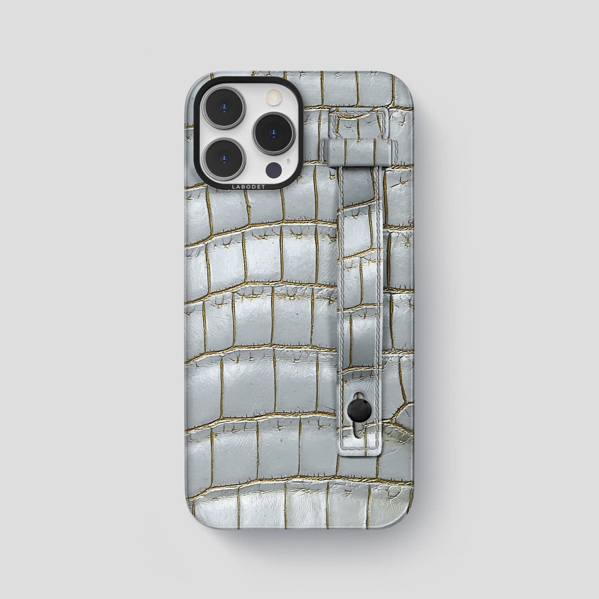 Arctic iPhone 15 Pro Max Hand Strap Case Himalayan Crocodile with Black Metal -1 | Arctic-Black