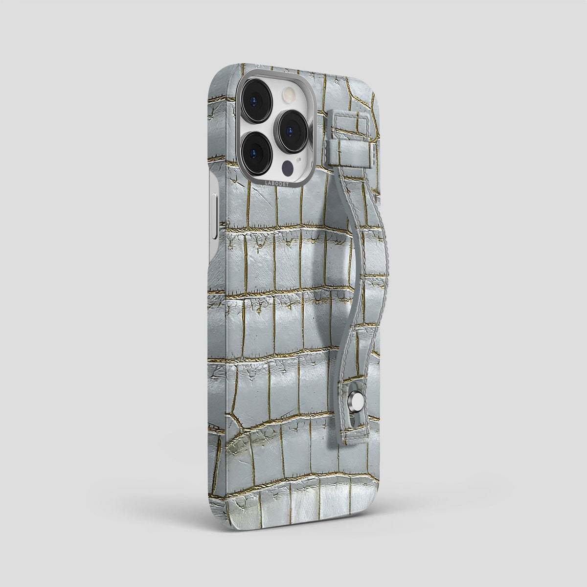 Arctic iPhone 15 Pro Max Hand Strap Case Himalayan Crocodile with Steel Metal -2 | Arctic-Steel